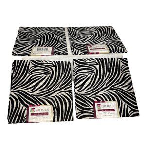 Zebra Print Cotton Fat Quarter Fabric Bundle 4 Pcs 18x21" Quilting Sewing Crafts